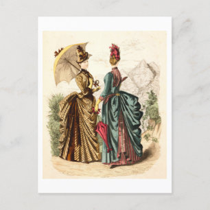 Postal Vestidos de Ilustracion de moda vintage 1886