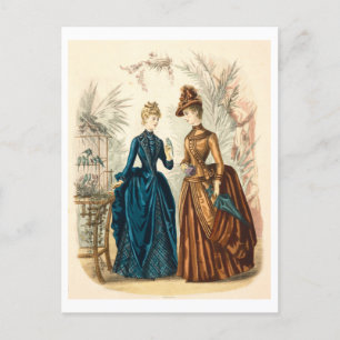 Postal Vestidos de Ilustracion de moda vintage 1886