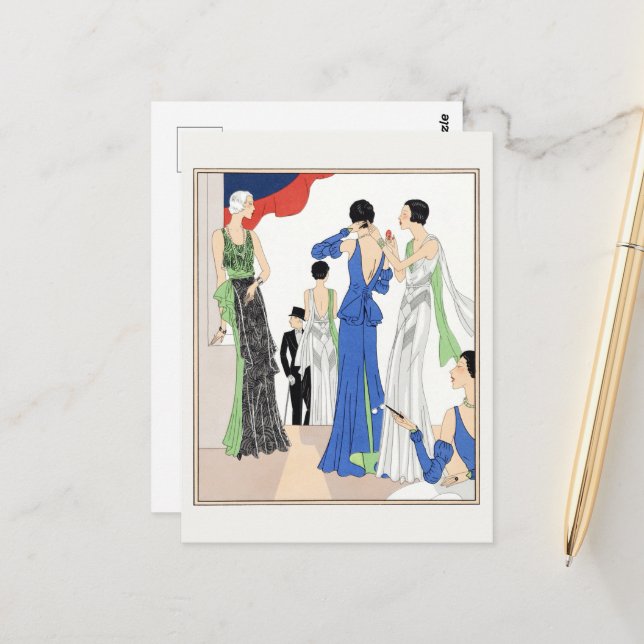 Postal Vestidos nocturnos (1932) por Paquin (Anverso/Reverso In Situ)