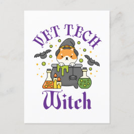 Postal Vet Tech Witch Veterinario Técnico Halloween