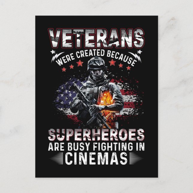 Postal Veteranos porque superhéroes ocupados en cines (Anverso)