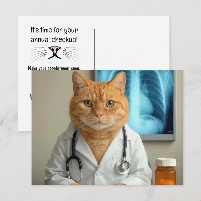 Postal Veterinarian Cat With Stethoscope (Anverso / Reverso)
