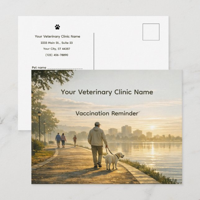 Postal Veterinary Clinic Vaccination Reminder Postcard (Anverso / Reverso)