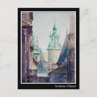 Postal VEVE Pintado Cracovia, Casco Antiguo de Polonia