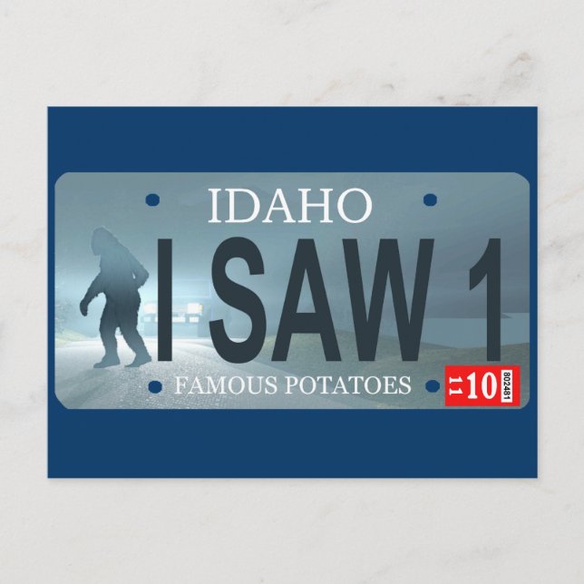 Postal "Vi 1" Placa de licencia Sasquatch (Anverso)