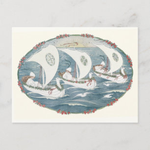 Postal Vi tres barcos de H. Willebeek Le Mair