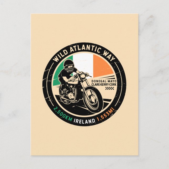 Postal Vía atlántica salvaje | Irlanda | Motocicleta (Anverso)