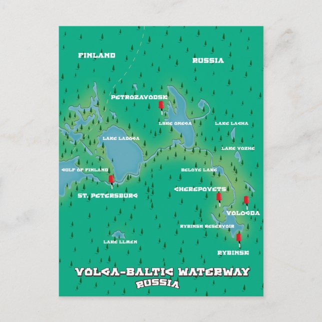 Postal Vía fluvial Volga-Báltico Rusia (Anverso)
