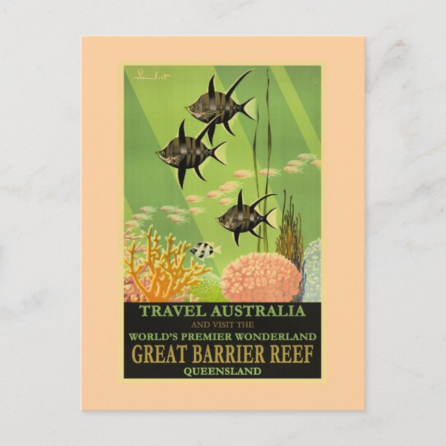 Postal Viaja a Australia, Gran Barrera de Coral, (Anverso)