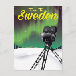 Postal Viaja a Suecia Auroras boreales Póster de cámara.