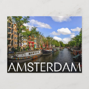 Postal Viaja Ámsterdam, regalos vintage del canal de Hola