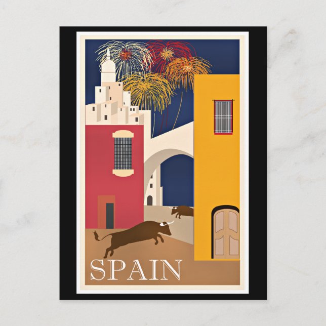 Postal Viaja España, cartel de viaje vintage (Anverso)