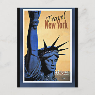 Postal Viaja Nueva York, cartel de viaje vintage,