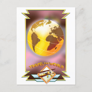 Postal Viaja por el Mundo Globo Dorado