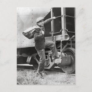 Postal Viajando en los rieles, 1935