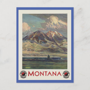 Postal Viajando por Montana en Tren Vintage