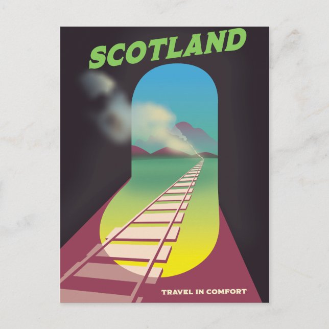Postal Viajar con comodidad Escocia (Anverso)