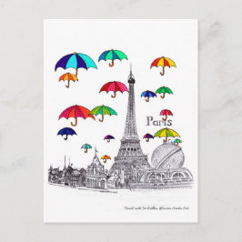 Postal Viajar con paraguas