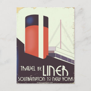 Postal Viajar en transatlántico - cartel de viaje vintage