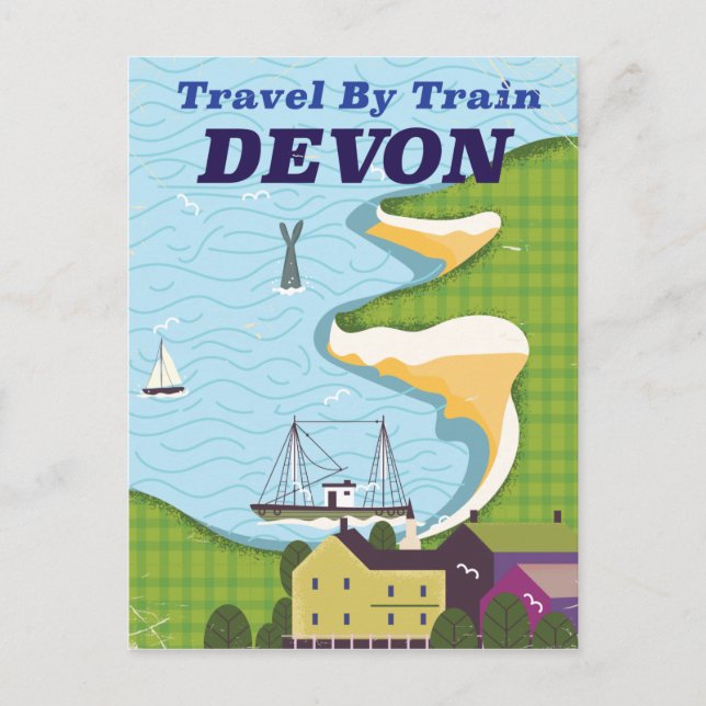 Postal Viajar en Tren Devon (Anverso)