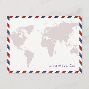 Postal viajar es vivir / worldmap