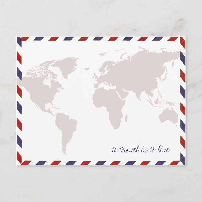 Postal viajar es vivir / worldmap (Anverso)