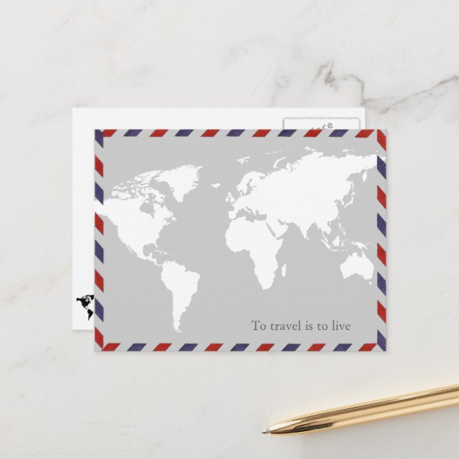 Postal viajar es vivir . worldmap (Anverso/Reverso In Situ)
