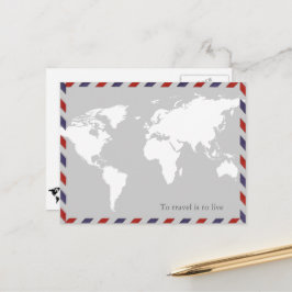 Postal viajar es vivir . worldmap