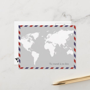 Postal viajar es vivir . worldmap