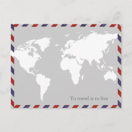 Postal viajar es vivir . worldmap