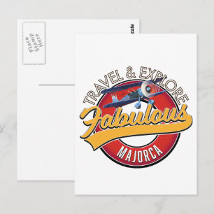 Postal viajar explorar el fabuloso logo de Mallorca