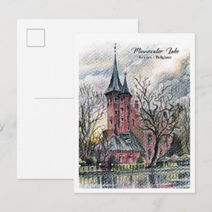 Postal Viajar Lago Minnewater en Brujas Bélgica