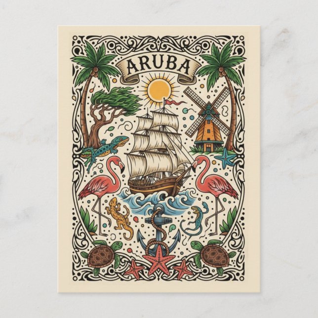 Postal Viaje a Aruba (Anverso)