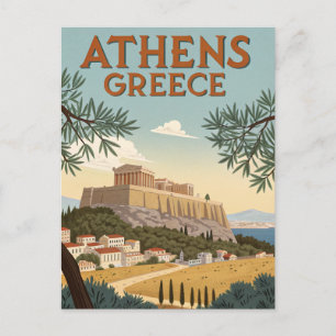 Postal Viaje a Atenas Vintage