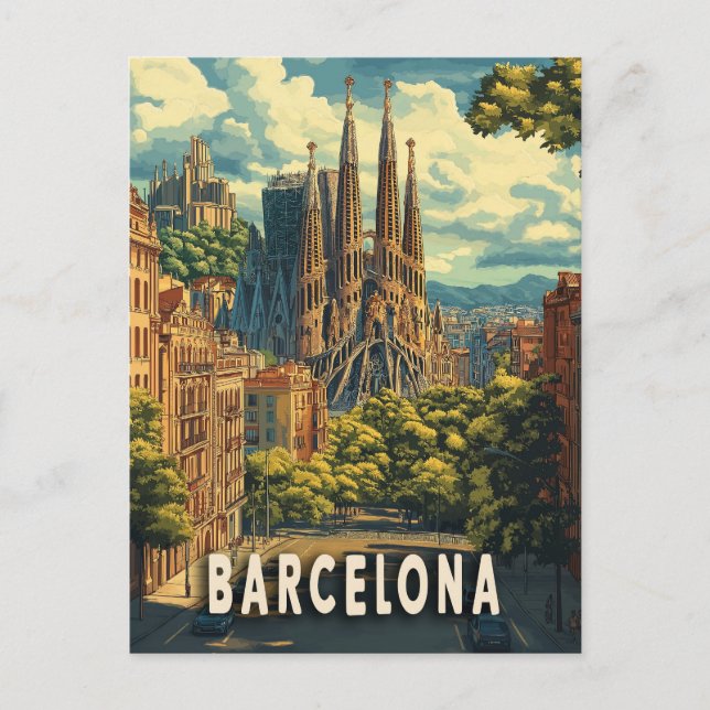 Postal Viaje a Barcelona, España (Anverso)