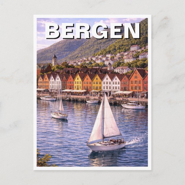 Postal Viaje a Bergen Noruega (Anverso)