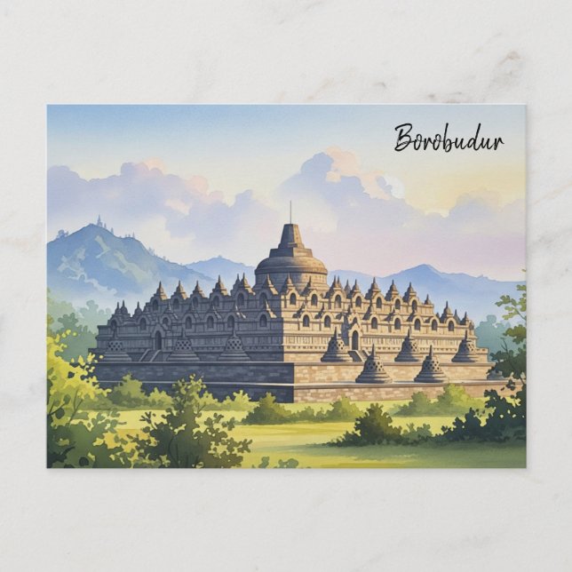 Postal Viaje a Borobudur Indonesia (Anverso)