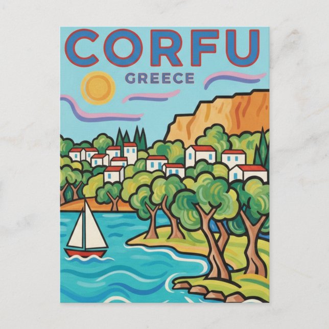 Postal Viaje a Corfú Grecia (Anverso)