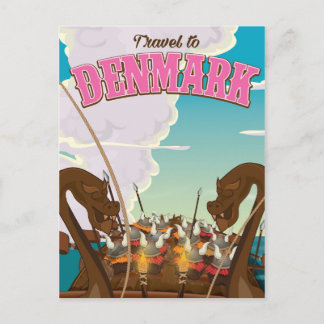 Postal Viaje a Dinamarca Póster de viaje vikingo de dibuj