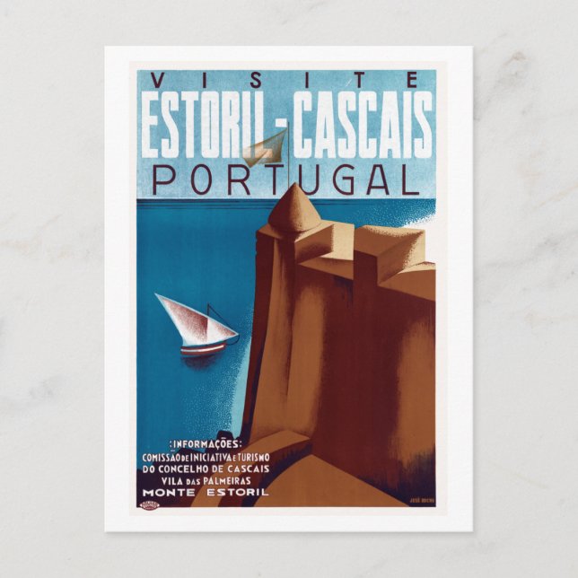 Postal Viaje a Estoril-Cascais Portugal (Anverso)