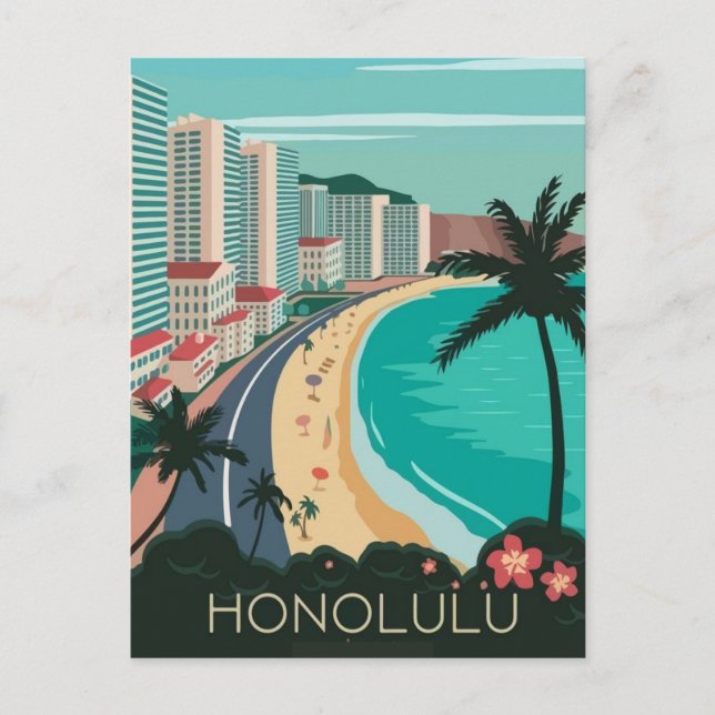 Postal Viaje a honolulu (Anverso)