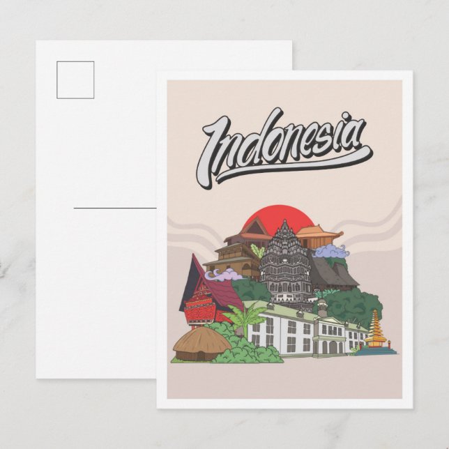 Postal Viaje a Indonesia (Anverso / Reverso)