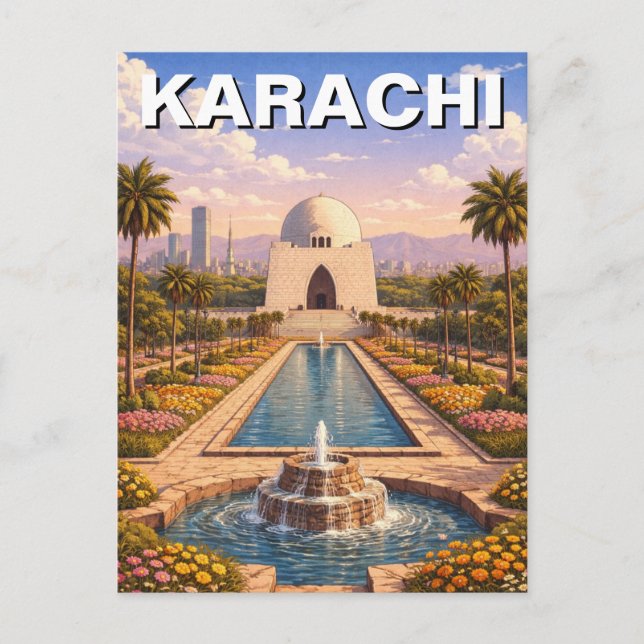 Postal Viaje a Karachi Pakistán (Anverso)