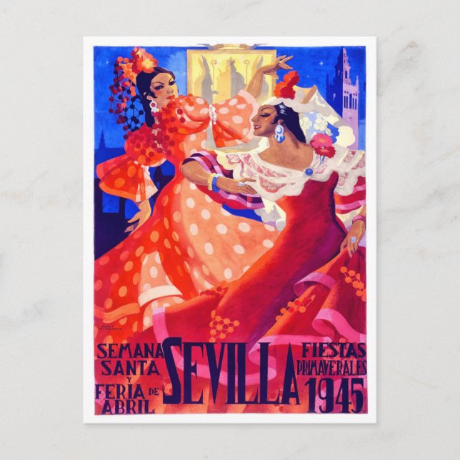 Postal Viaje a la antigua Feria de Sevilla 1945 (Anverso)