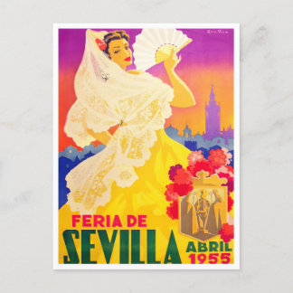 Postal Viaje a la antigua Feria de Sevilla 1955