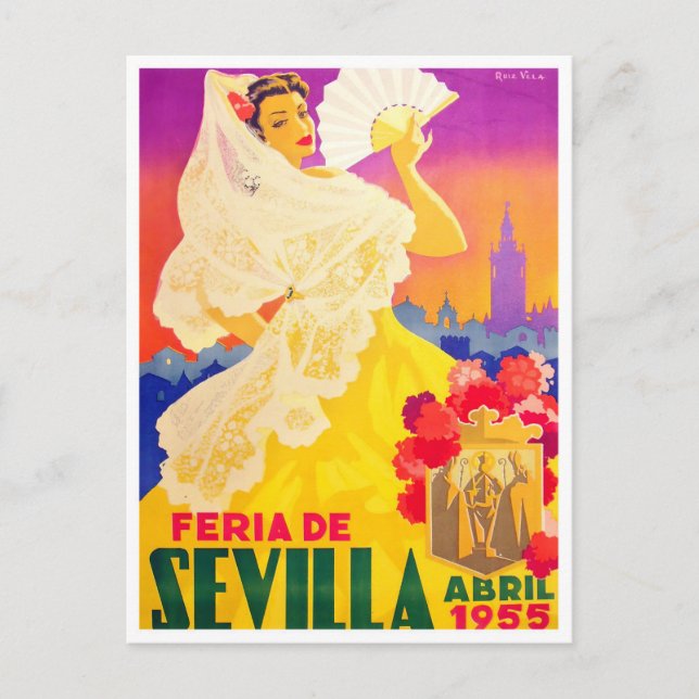 Postal Viaje a la antigua Feria de Sevilla 1955 (Anverso)