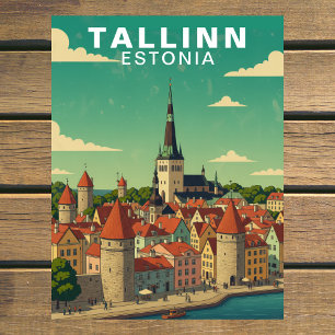 Postal Viaje a la ciudad medieval de Tallinn Estonia Vint
