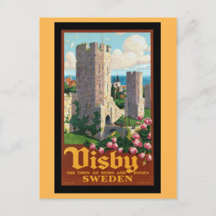 Postal Viaje a la ciudad medieval sueca de Suecia
