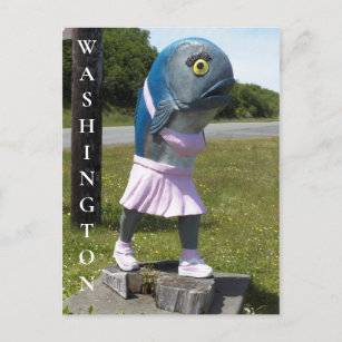 Postal Viaje a la estatua del Chica de pescado del estado