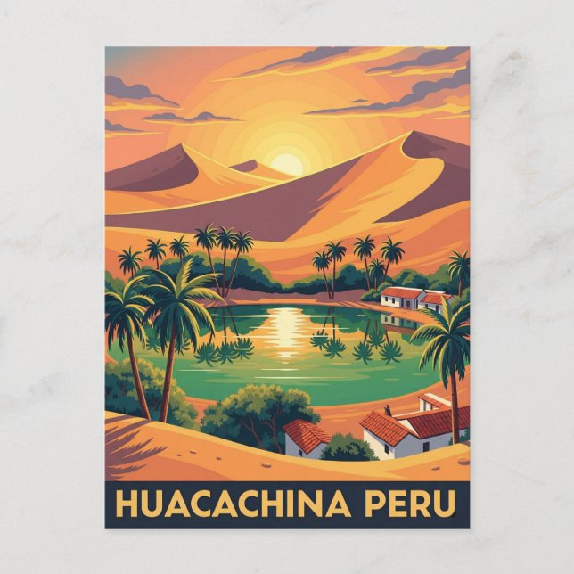 Postal Viaje a la Huacachina Perú (Anverso)